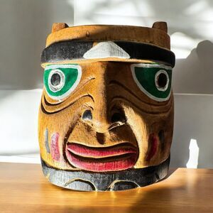 Vintage Handmade and Hand Painted Tribal Mask Native Art wall decor